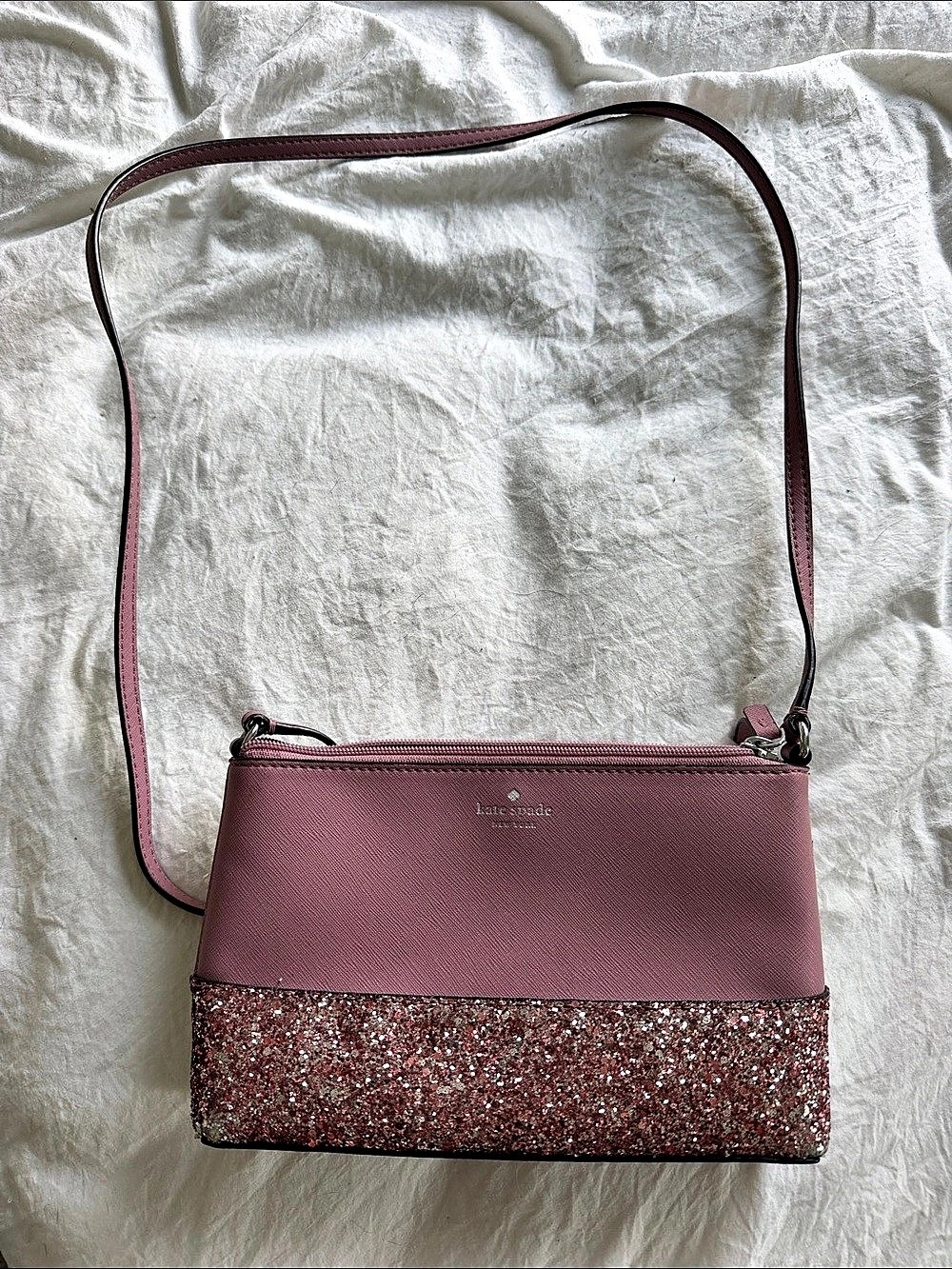 Kate Spade Pink Glitter Crossbody Bag Like New